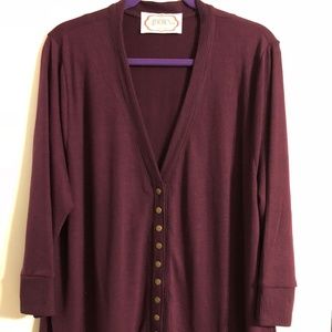 AdornIt Snap Cardigan in Beautiful Plum size 1x/2x